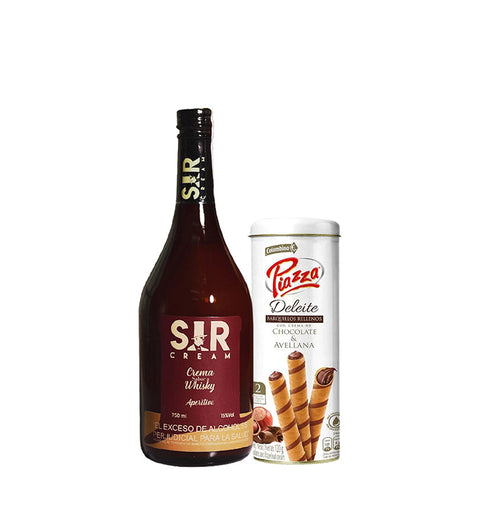 Combo Crema de Whisky Sir Cream + Barquillos Piazza Deleite