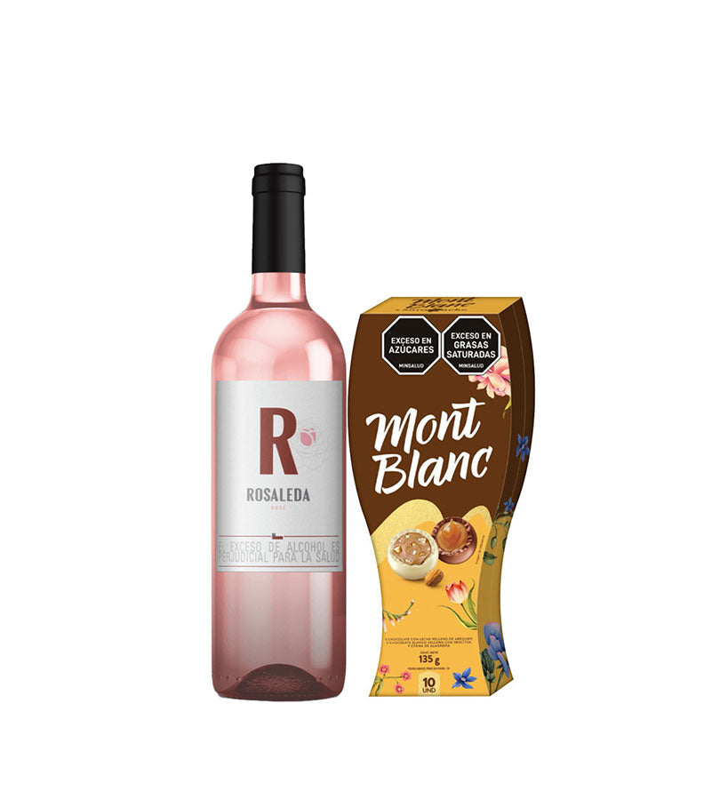 Oferta Vino Rosaleda Rose 150ml + Bombones de Chocolate Mont Blanc 135g