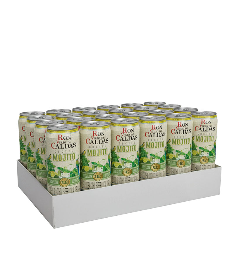 Paca de 24 latas de cóctel Mojito Ron Viejo de Caldas de 295 ml