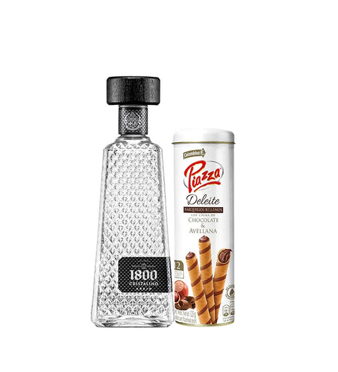 Combo Tequila 1800 Cristalino Botella + Barquillo Piazza Deleite