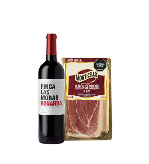 Combo Vino Finca las Moras Bonarda + Jamón Serrano