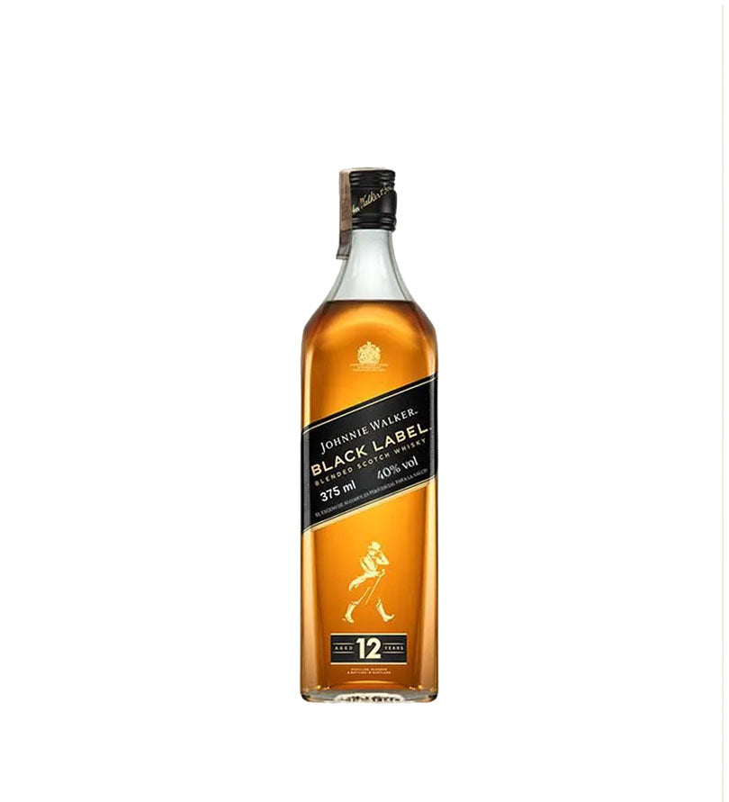 Media botella de Whisky Johnnie Walker Black Label de 375 ml con etiqueta negra