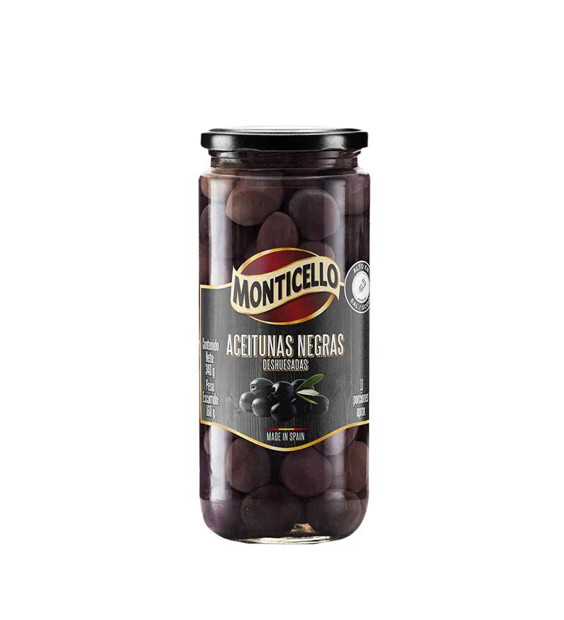 Empaque de aceitunas negras deshuesadas en conserva Monticello de 340 g