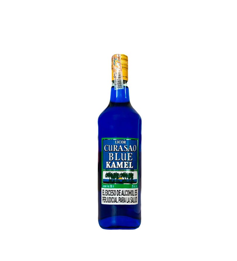 Botella de licor Curaçao Blue Kamel de 1 litro