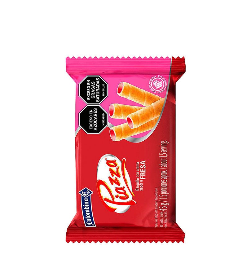 Empaque de barquillo Piazza Fresa de 45 g