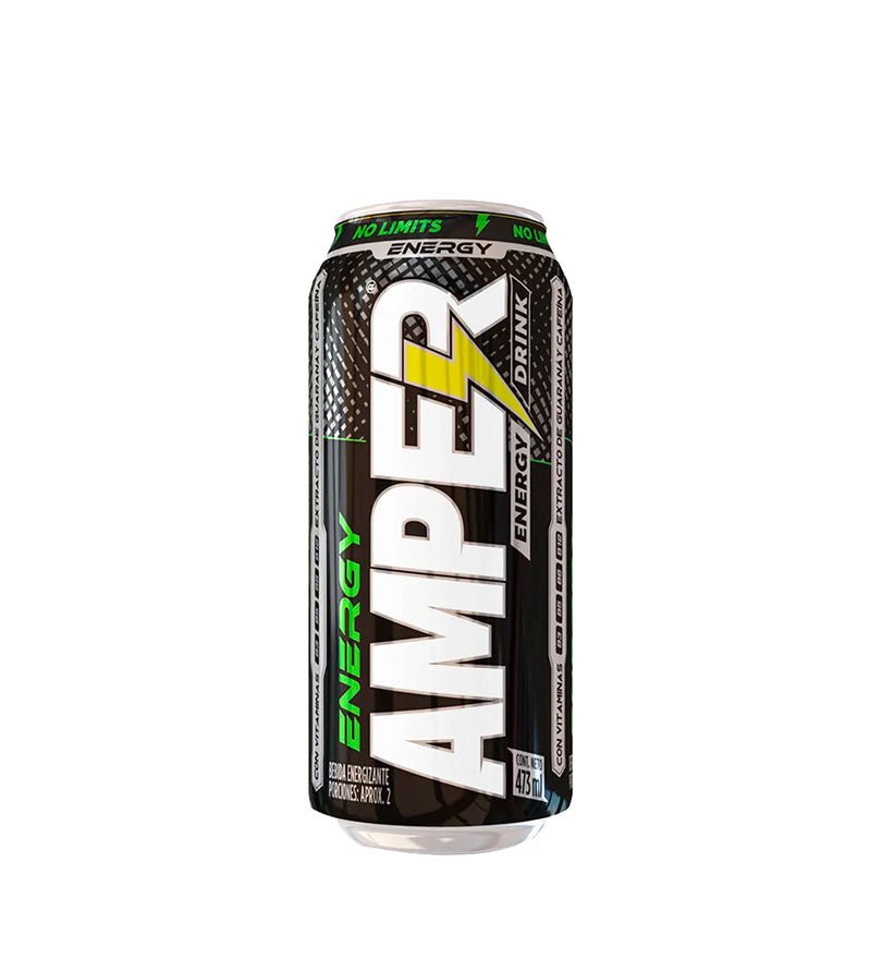 Lata de bebida energizante Amper de 473 ml