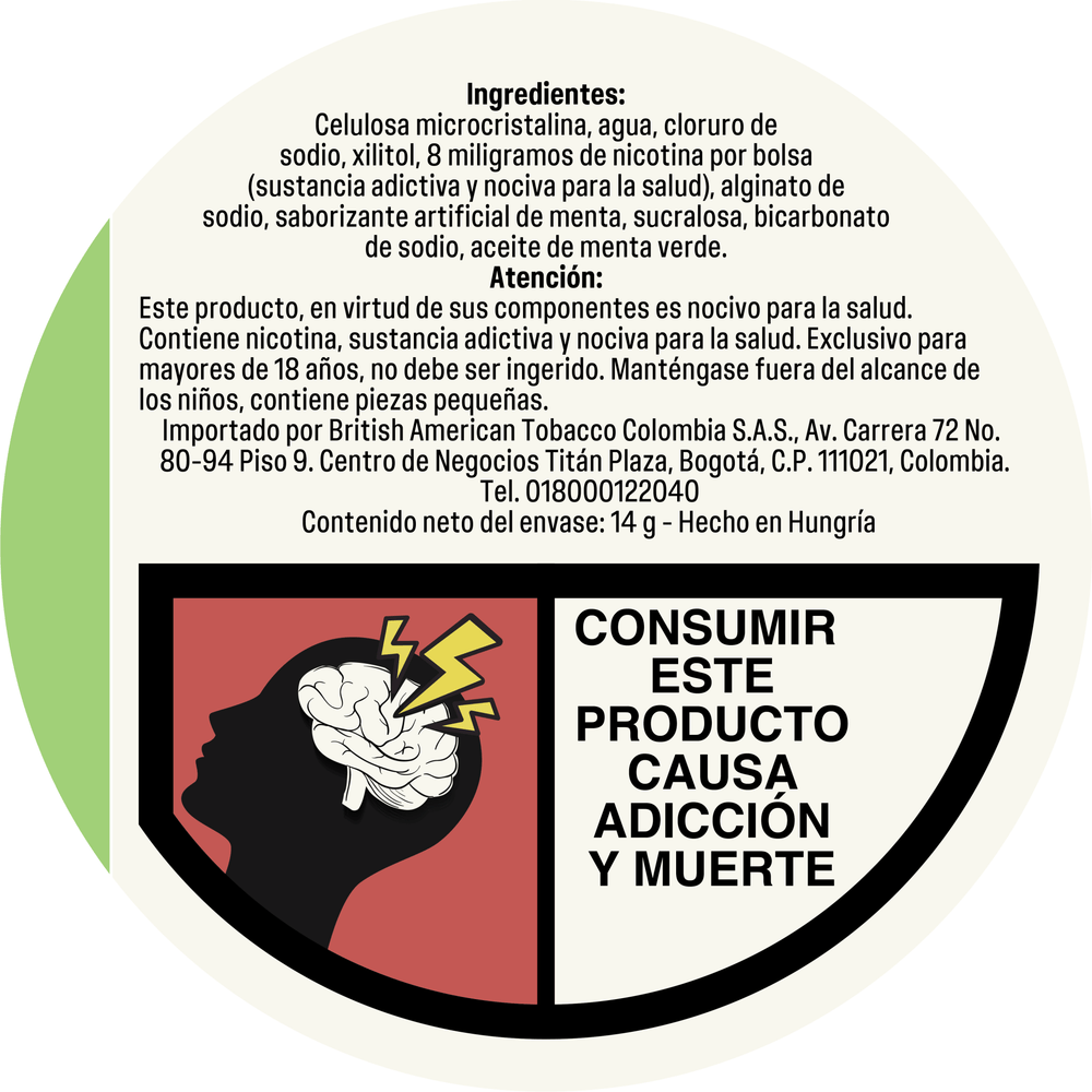 Lata de bolsas de nicotina VELO Menta Verde de 6 mg