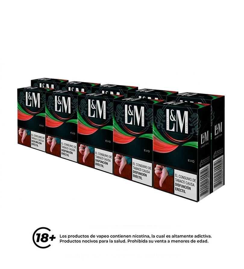 Cartón Medio Cigarrillo L&M Verde Rojo - 20 Cajetillas - Licores Medellín