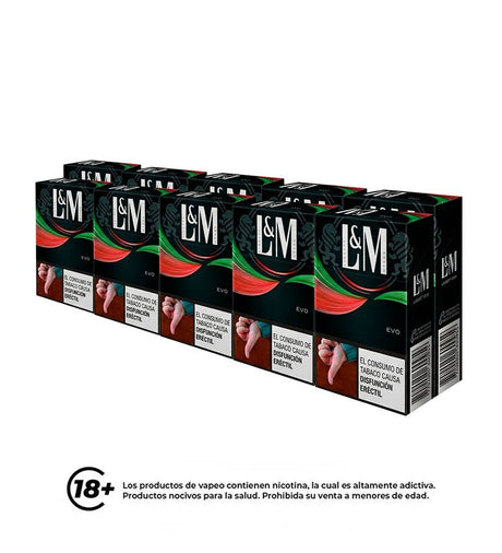 Cartón Medio Cigarrillo L&M Verde Rojo - 20 Cajetillas - Licores Medellín