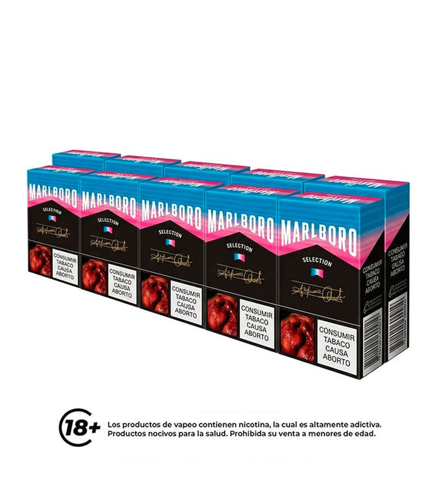 Cartón Medio Cigarrillo Marlboro Fusion Rosa Azul - 20 Cajetillas - Licores Medellín