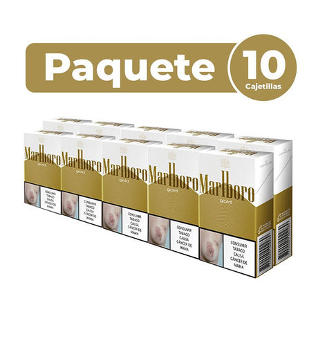 Cartón Paquete Cigarrillo Marlboro Gold - 10 Cajetillas - Licores Medellín