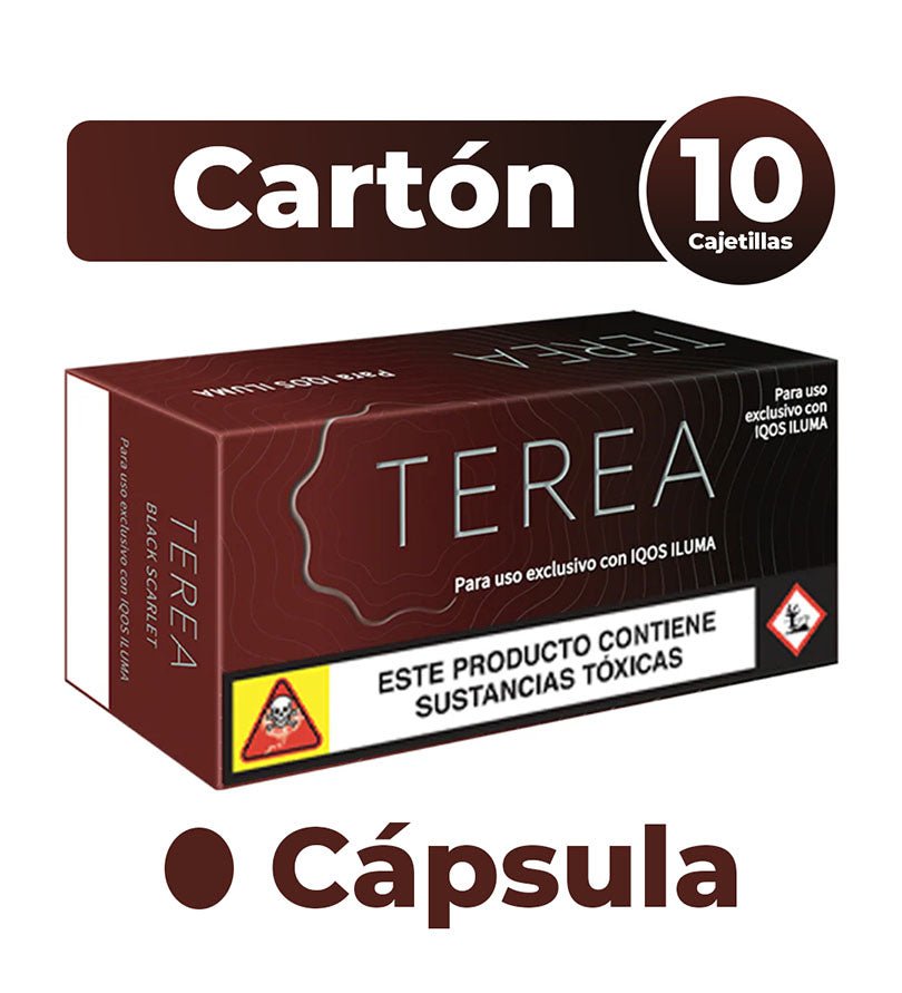Cartón de 10 cajetillas de TEREA Black Scarlet Cápsula