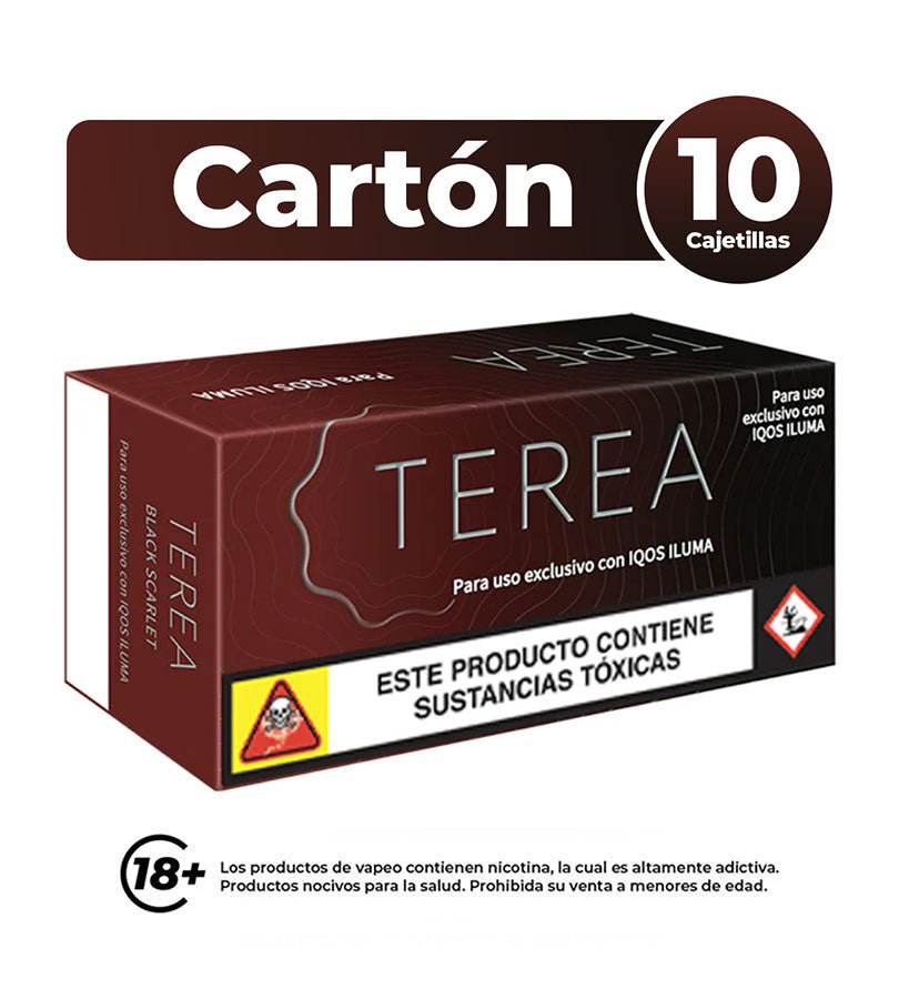 Cartón de 10 cajetillas de TEREA Black Scarlet Cápsula
