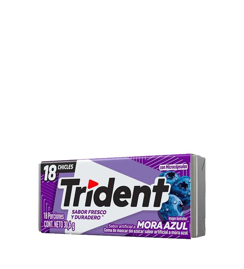 Empaque de chicle Trident Americano Mora Azul de 30 g