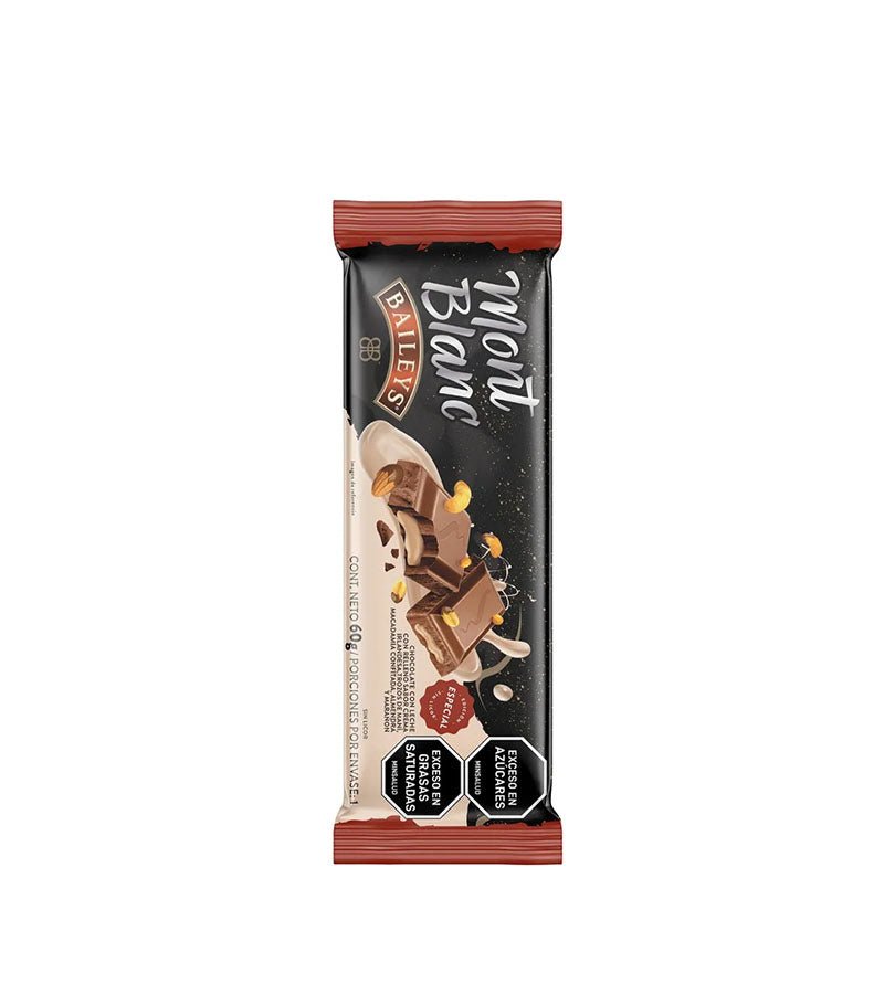 Empaque de chocolatina Montblanc Baileys Nueces de 60 g