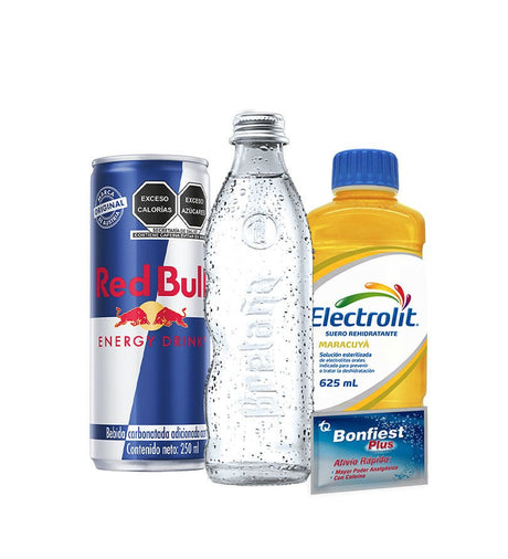 Combo Guayabo - Electrolit 625ml + Redbull 250ml + Bretaña 300ml + Bonfiest - Licores Medellín