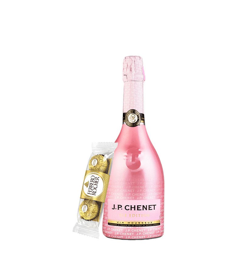 Combo Vino Espumoso JP. Chenet Ice Rose Edition Botella 750ml + Bombones de Chocolate Ferrero Rocher 30g 3und - Licores Medellín