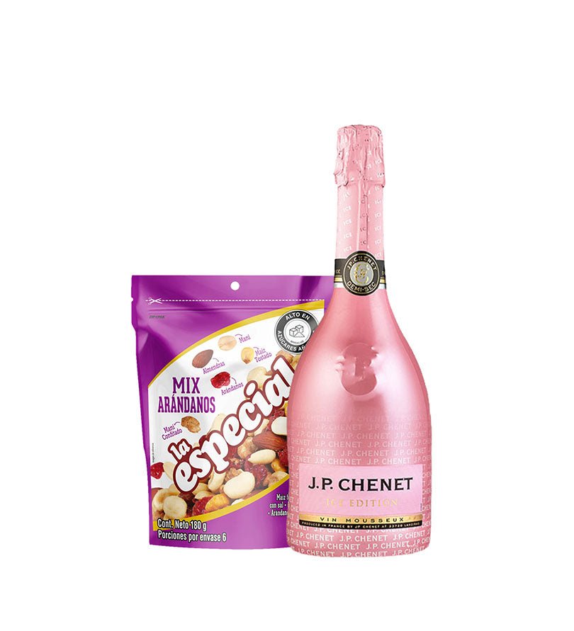 Combo Vino Espumoso JP. Chenet Ice Rose Edition Botella 750ml + Maní con Arándanos La Especial Doypack 180g - Licores Medellín
