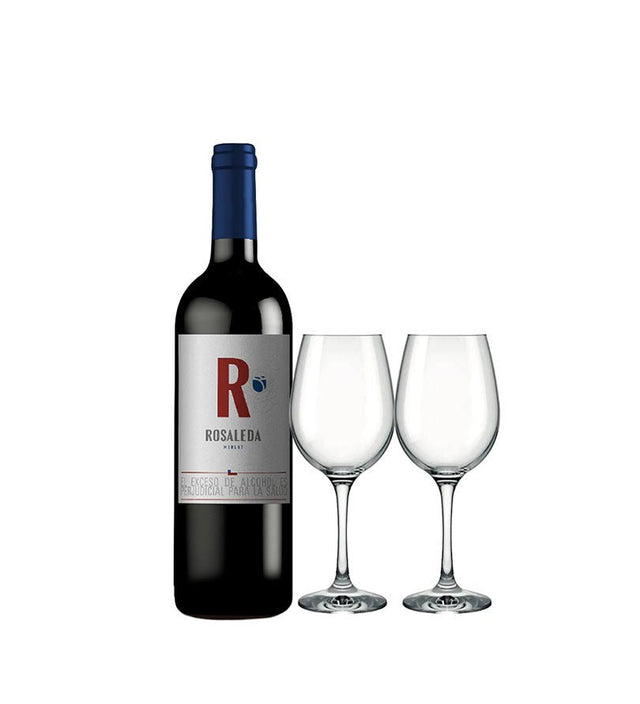 Combo Vino Rosaleda Merlot + 2 Copas de Vino - Licores Medellín