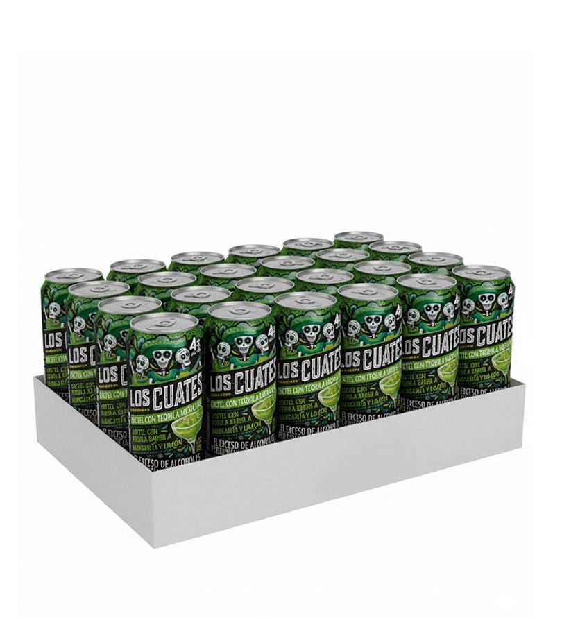 Paca de 24 latas de cóctel con tequila Los Cuates Margarita Limón de 269 ml