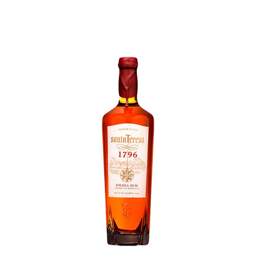 Botella alta de Ron Santa Teresa 1796 de 750 ml con lacre rojo