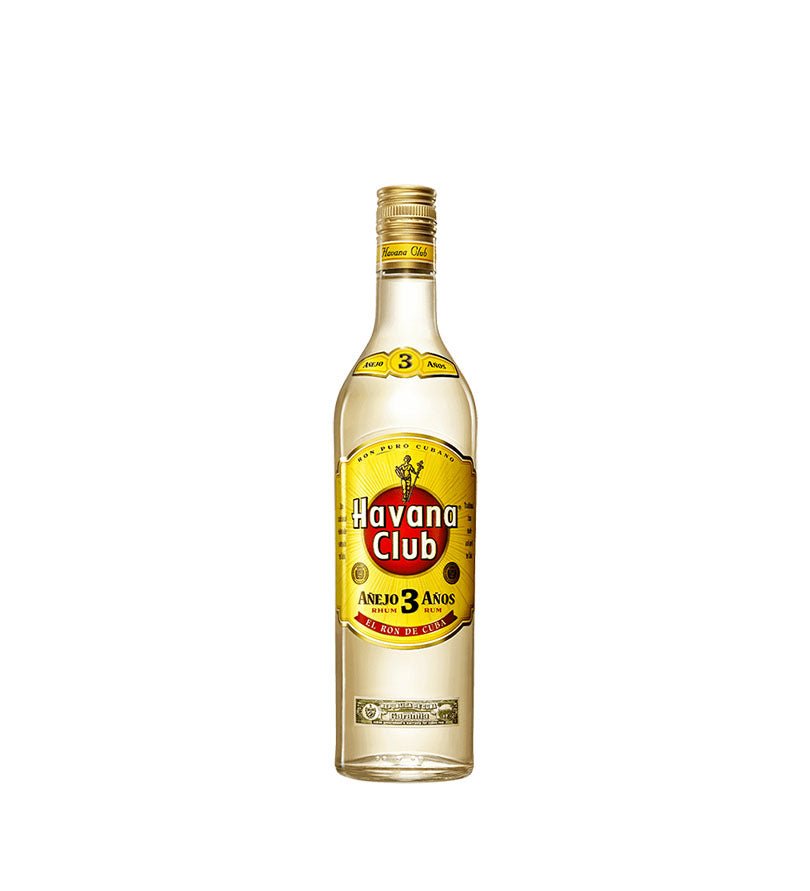 Botella de Ron Havana Club 3 Años de 750 ml con etiqueta amarilla