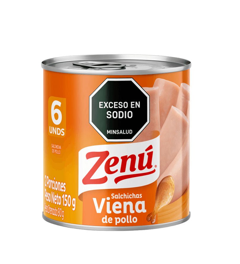 Empaque de salchichas Viena sabor pollo Zenú de 150 g
