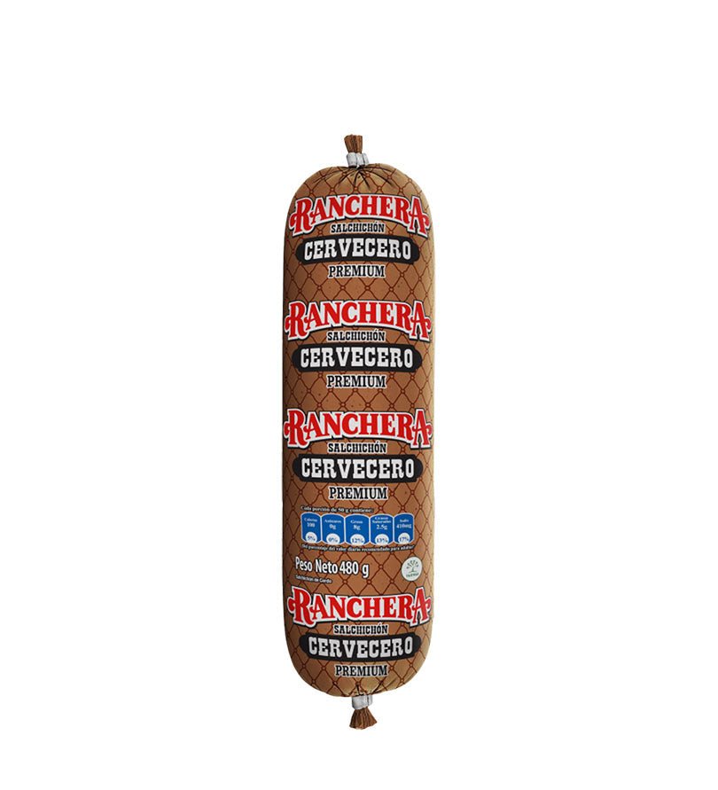 Empaque de salchichón Cervecero Premium Ranchera de 480 g