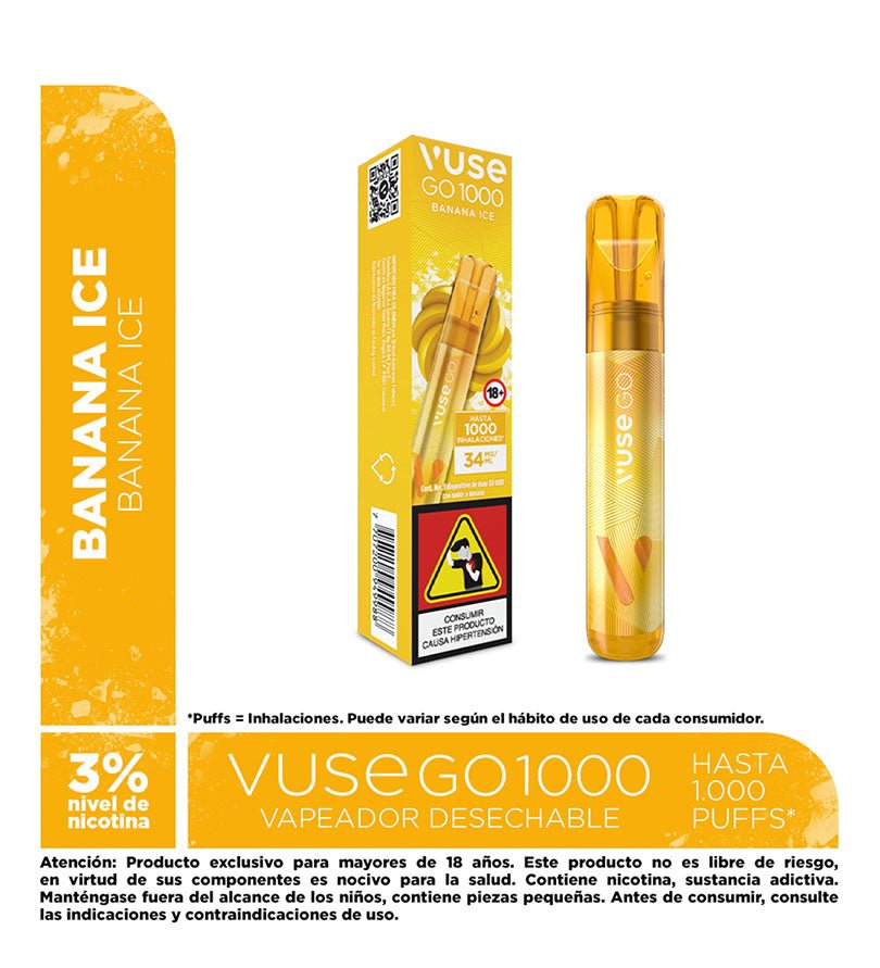 Vapeador Desechable Vuse Go Banana Ice - 1000 Puff - Licores Medellín