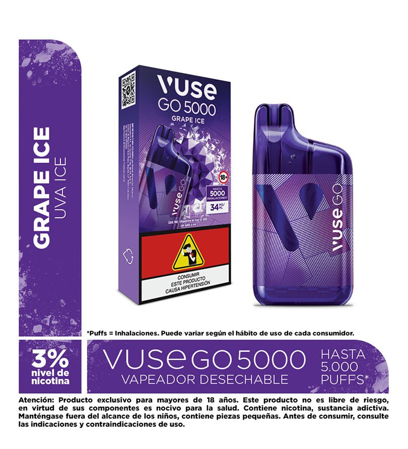 Vapeador Desechable Vuse Go Grape Ice - 5000 Puff - Licores Medellín