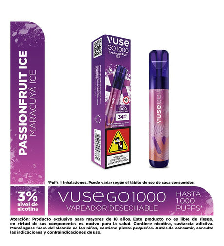 Vapeador Desechable Vuse Go Passionfuit Ice - 1000 Puff - Licores Medellín