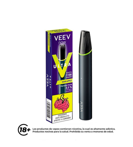 Vaper VEEV Now Ultra Sour Apple - 1100 Puff - Licores Medellín