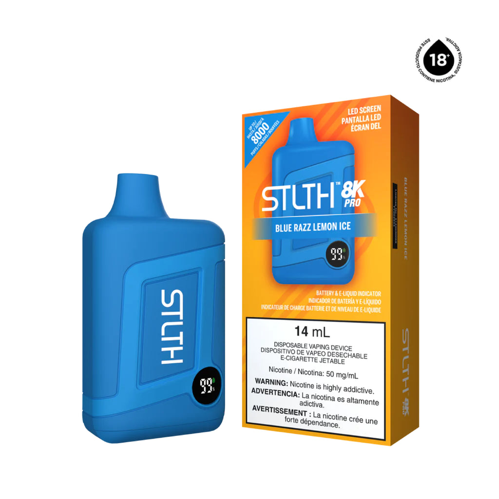 Disposable Vaper Stlth Blue Razz Lemon Ice 50mg - 8000 Puff – Licores ...