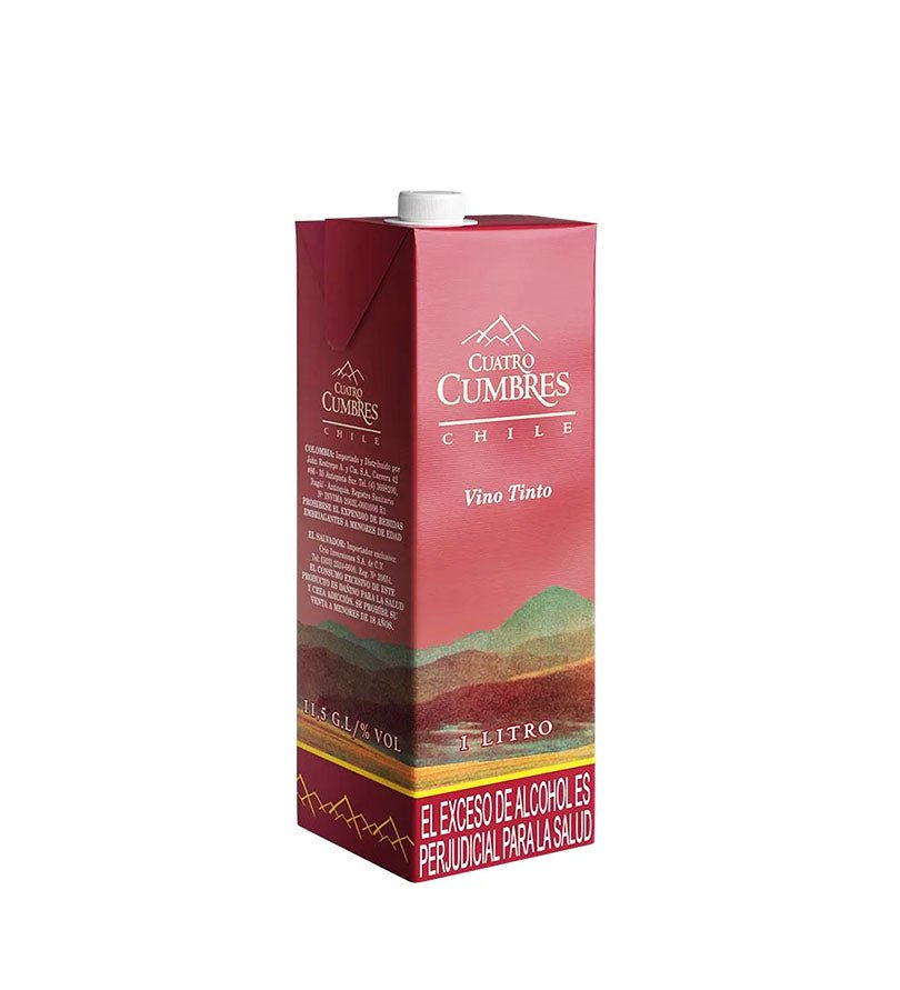Caja Tetra Pak de vino Cuatro Cumbres Tinto de 1 litro