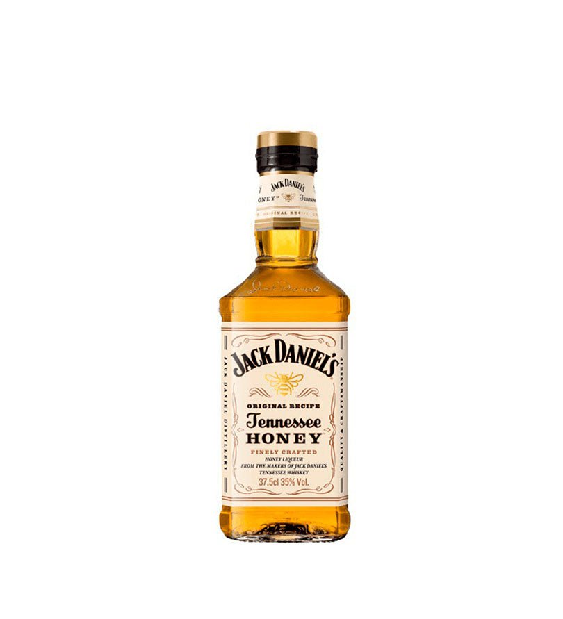 Media botella de Jack Daniel's Tennessee Honey de 375 ml con etiqueta crema