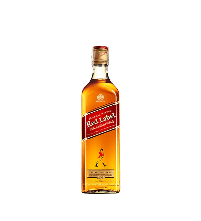 Botella de litro de Whisky Johnnie Walker Red Label con etiqueta roja