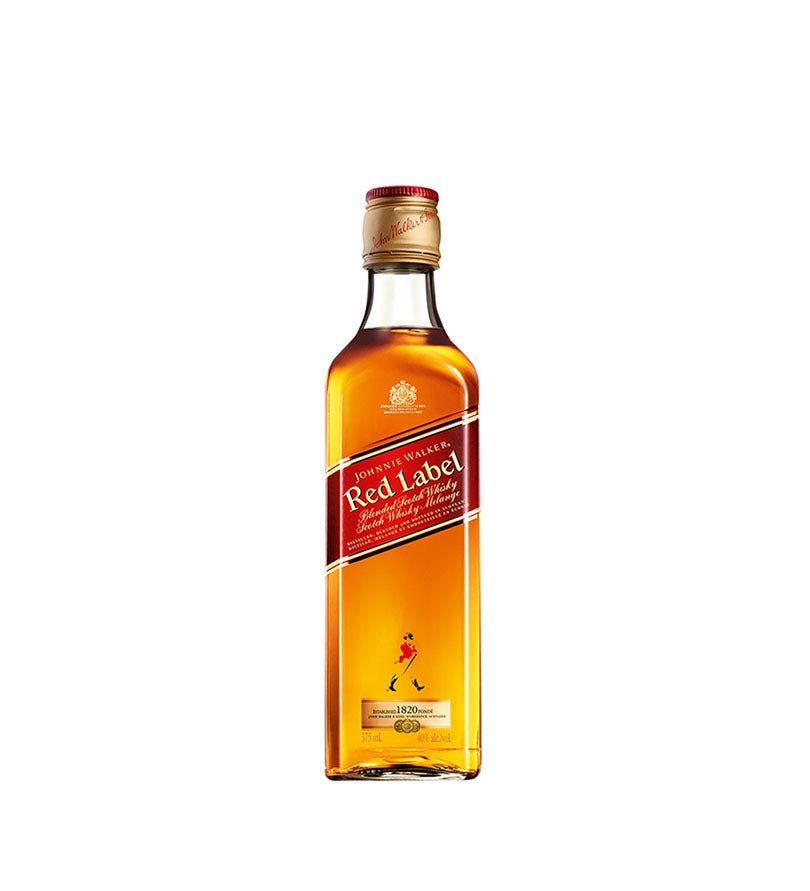 Media botella de Whisky Johnnie Walker Red Label de 375 ml con etiqueta roja