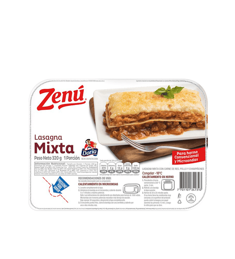 Lasagna Mixta Zenú - 320g - Licores Medellín