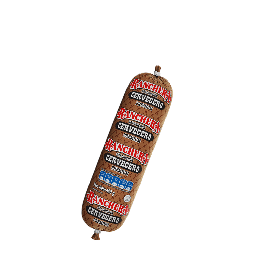 Empaque de salchichón Cervecero Premium Ranchera de 480 g