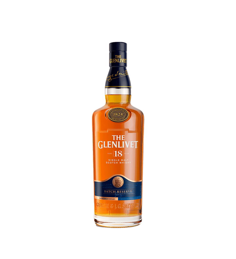 Botella de Whisky The Glenlivet 18 Años de 700 ml con etiqueta azul oscuro